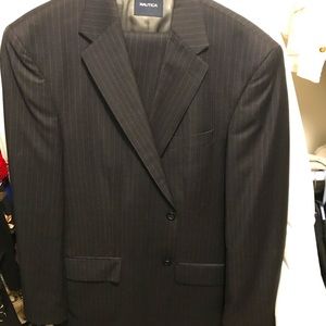 44L Nautica dark gray pinstripe suit free tie w/purchase as shown